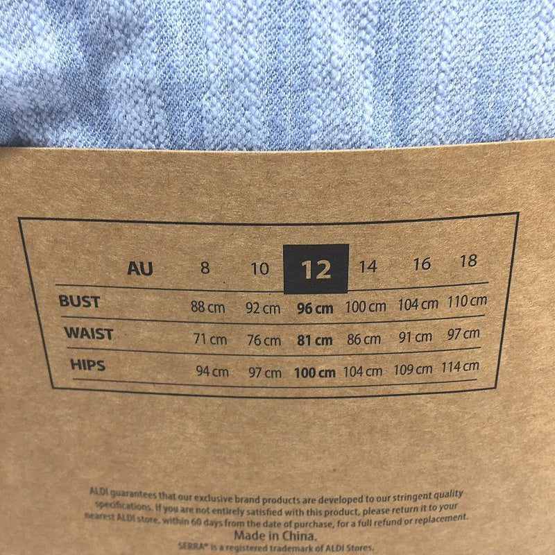 Serra Lightweight Australian Cotton Blend Blue Knit Robe Ladies Size 12 NEW