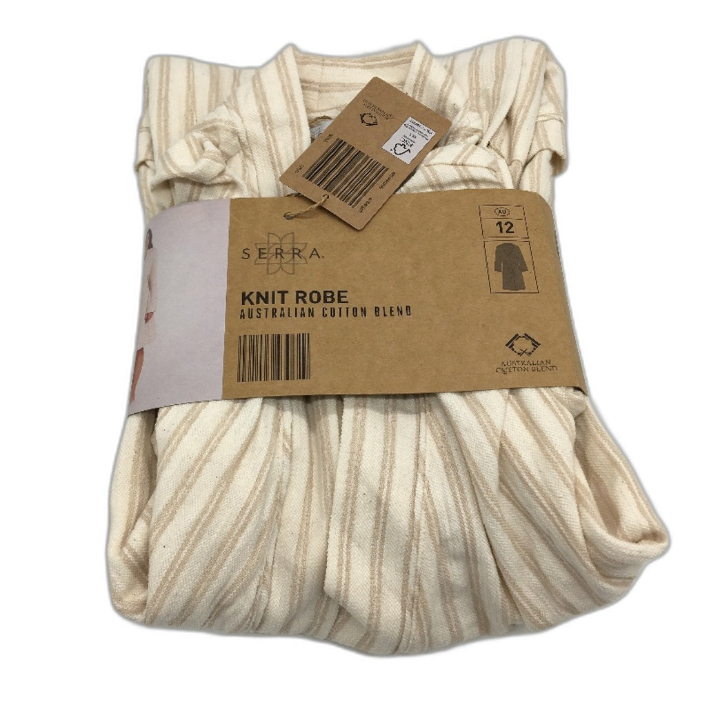 Serra Lightweight Australian Cotton Blend Cream Knit Robe Ladies Size 12 NEW
