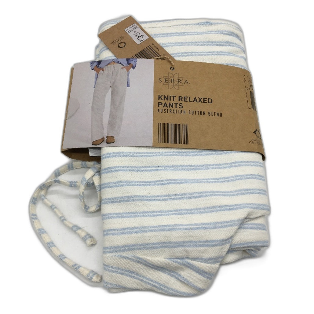 Serra Lightweight Australian Cotton Blend Blue Stripe Pants Ladies Size 10 NEW