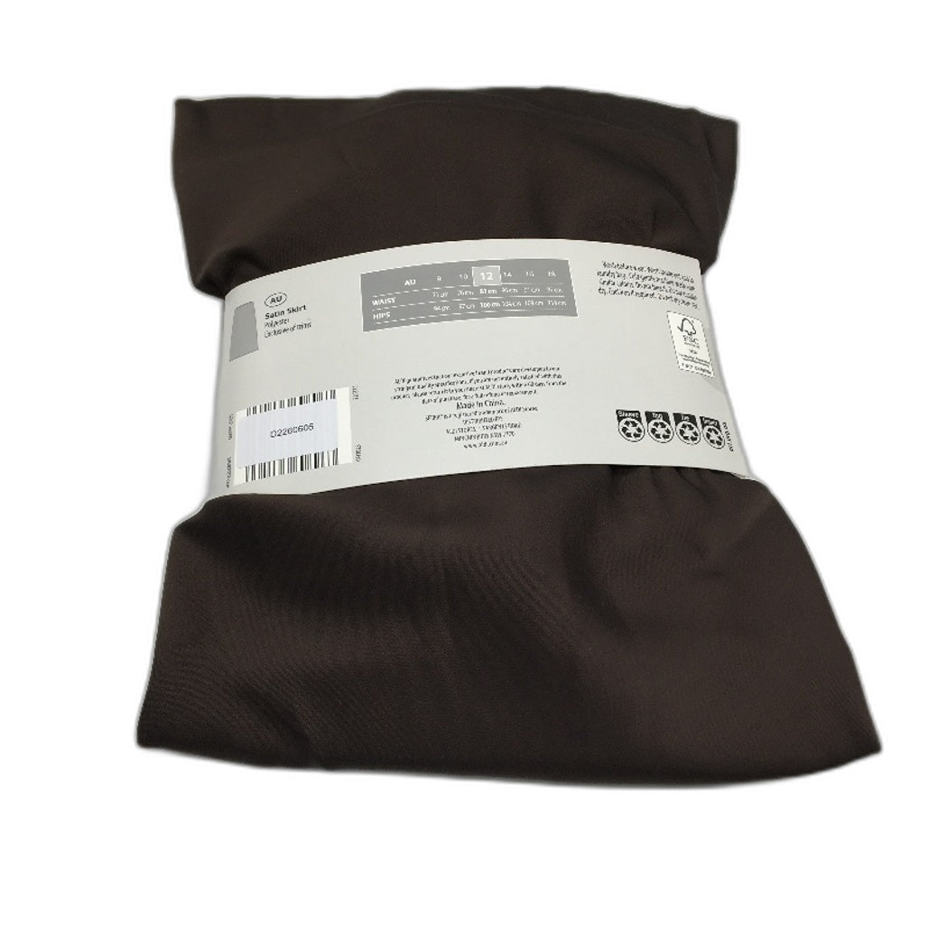 Serra Chocolate Brown Long Elasticated Waistband Satin Skirt Ladies Size 12 NEW