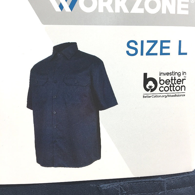 Workzone Navy Blue UPF50+ Cotton Drill Cool Vents Work Shirt Mens Size Large NEW