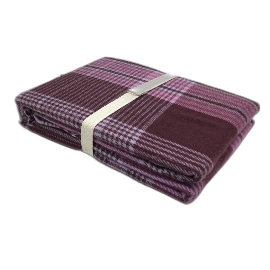 Kirkton House Burgundy Purple Fringed Super Soft Throw Blanket NEW