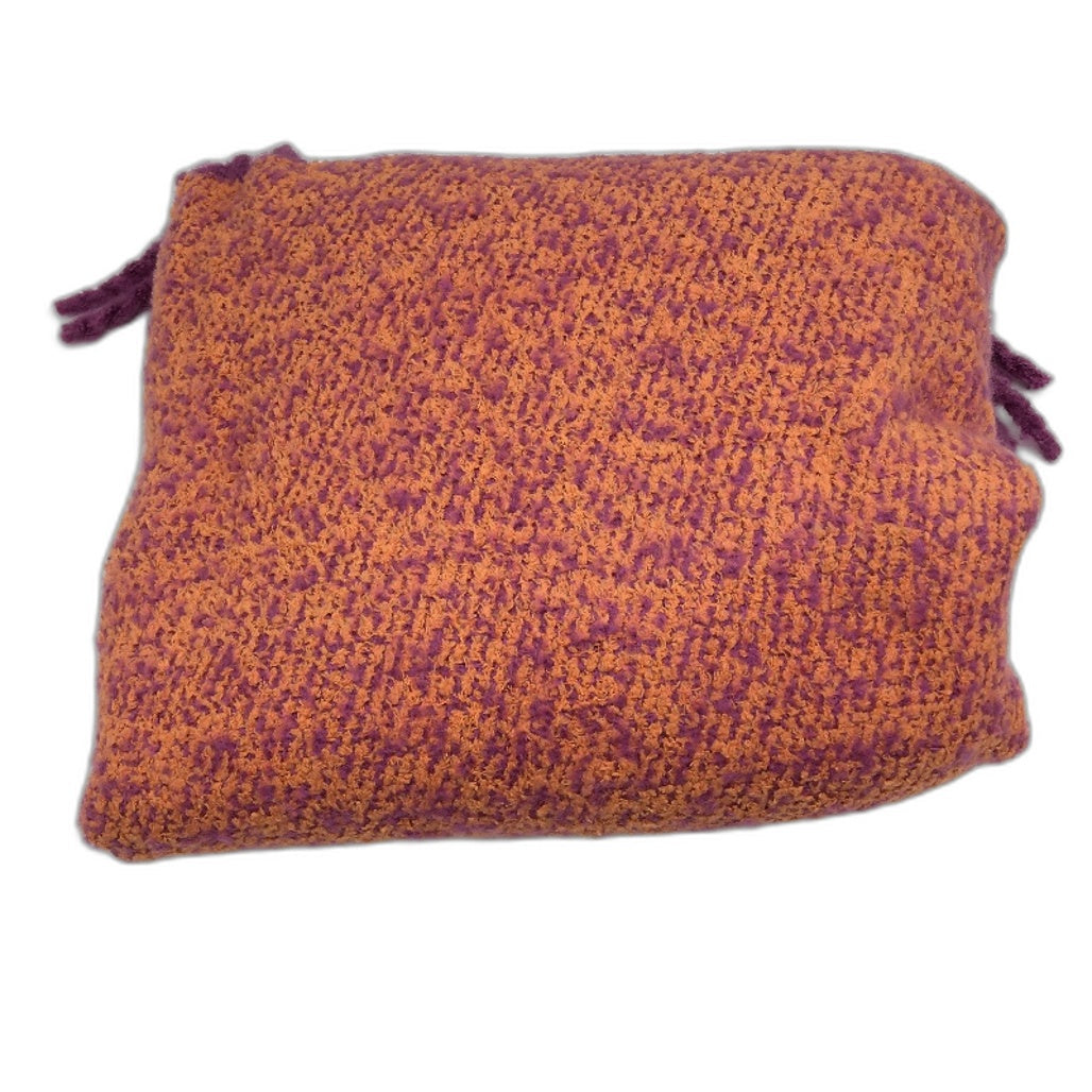 Kirkton House Orange Purple Fringed Super Soft Throw Blanket 132cm x 180cm NEW
