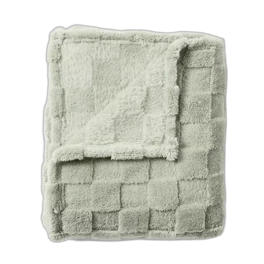 Home Decor Soft Sea Grass Green Check Textured Throw Blanket 1.27x1.52m NEW