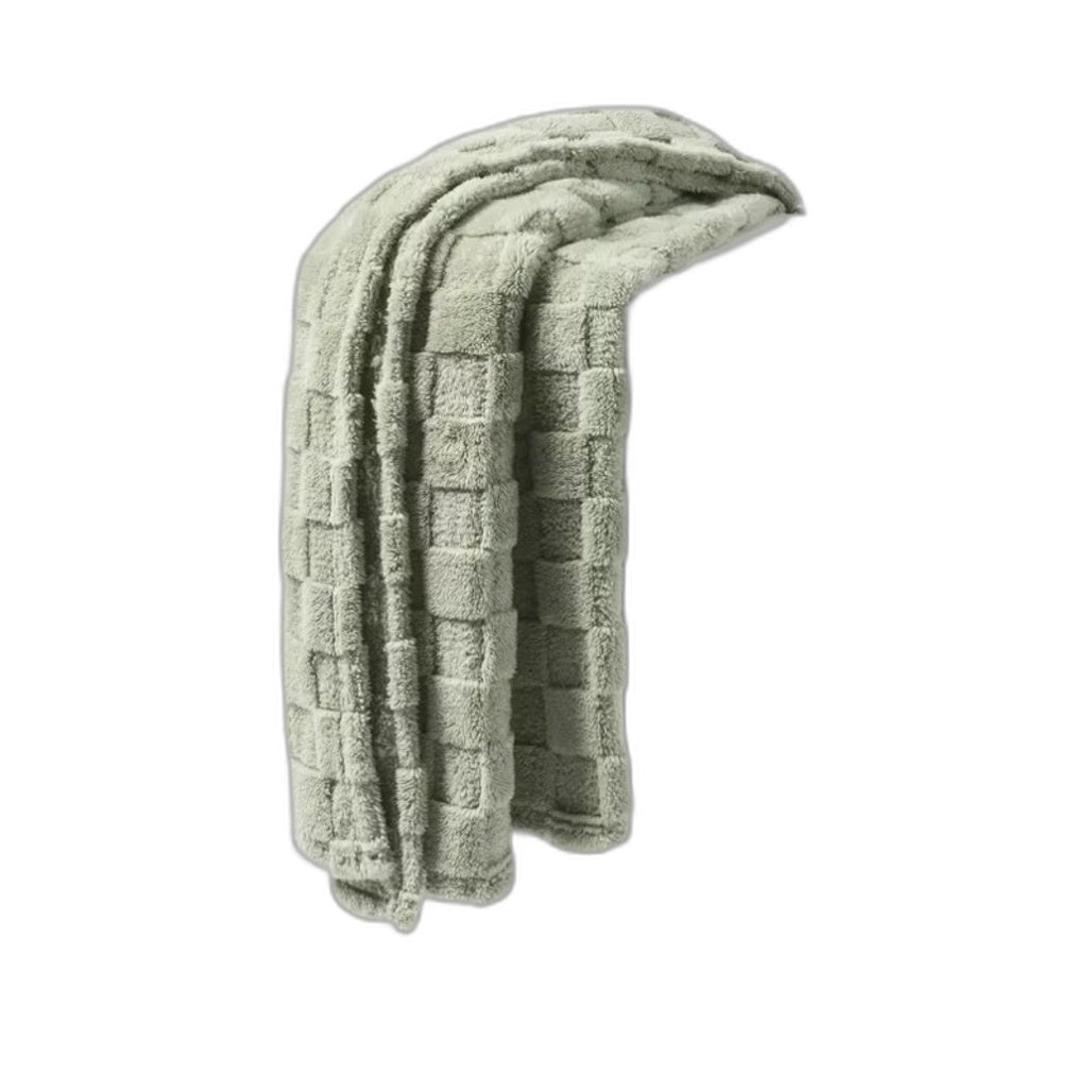 Home Decor Soft Sea Grass Green Check Textured Throw Blanket 1.27x1.52m NEW