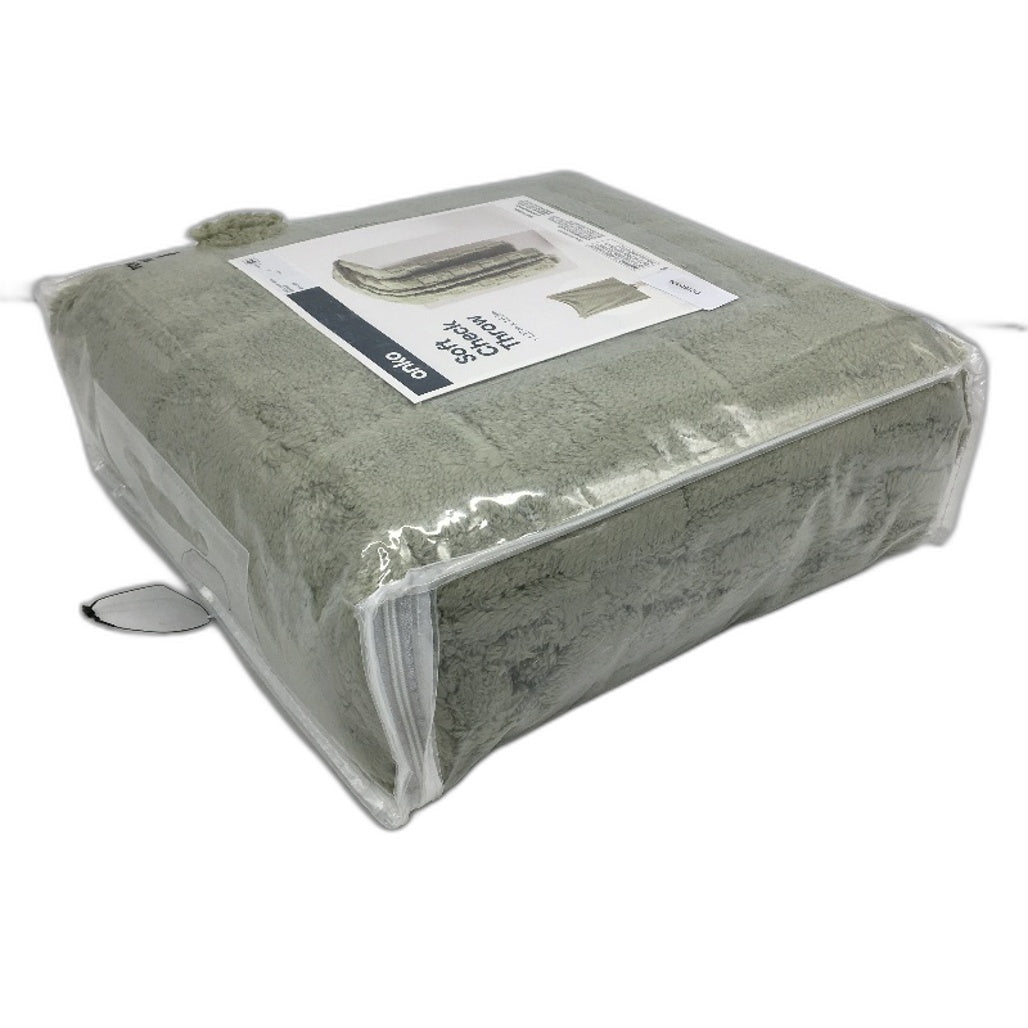 Home Decor Soft Sea Grass Green Check Textured Throw Blanket 1.27x1.52m NEW