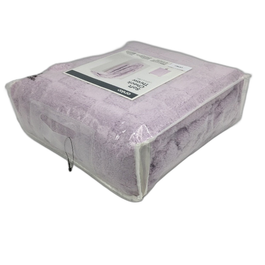Home Decor Soft Lilac Light Purple Check Textured Throw Blanket 1.27x1.52m NEW