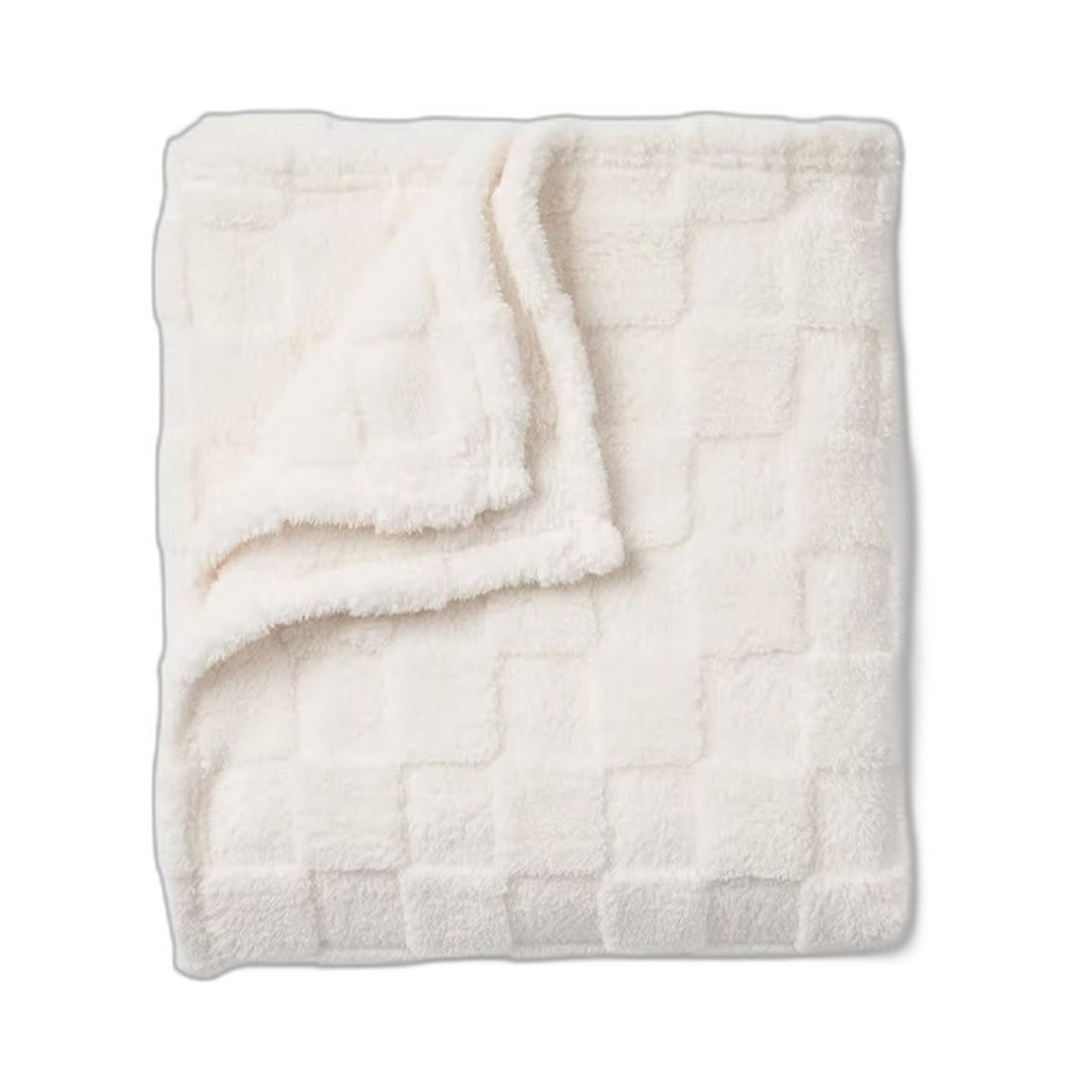Set of 2 Home Decor Soft Off White Check Textured Throw Blanket 1.27x1.52m NEW