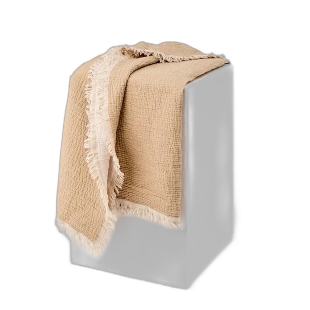 Set of 2 Mustard Reversible Muslin Lightweight Throw Blankets 1.27x1.52m NEW