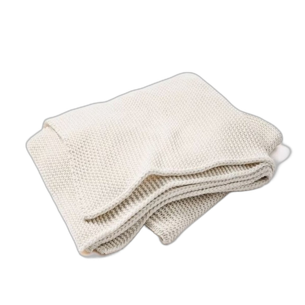 Set of 2 Ivory White Chunky Knit Textured Weave Throw Blankets 1.27x1.52m NEW