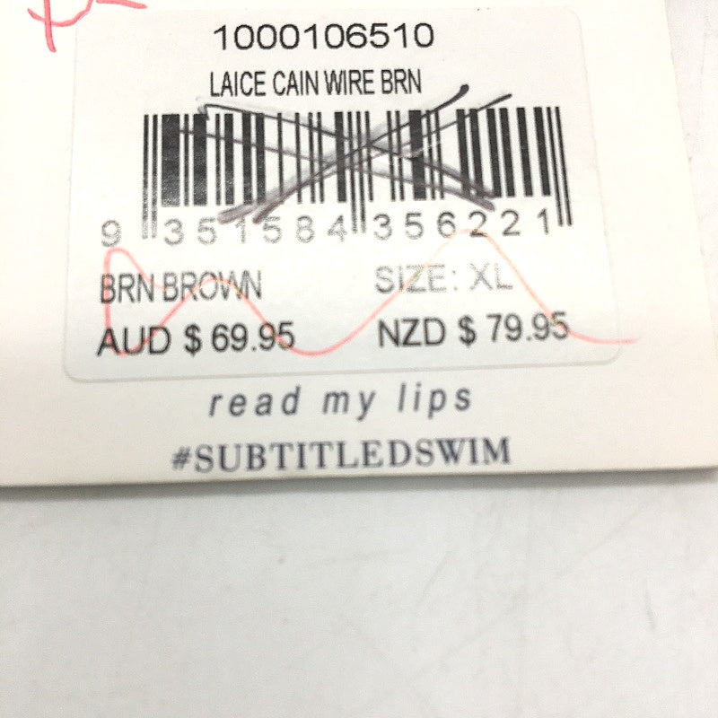 Subtitled 'Laice Cain' Brown Wire Halter Tie Bikini Top Ladies Size XL