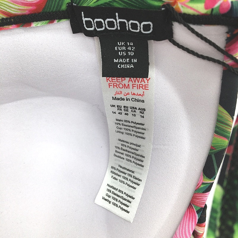 Boohoo Multicoloured Floral Patterned Triangle Halter Bikini Top Ladies Sz UK 14