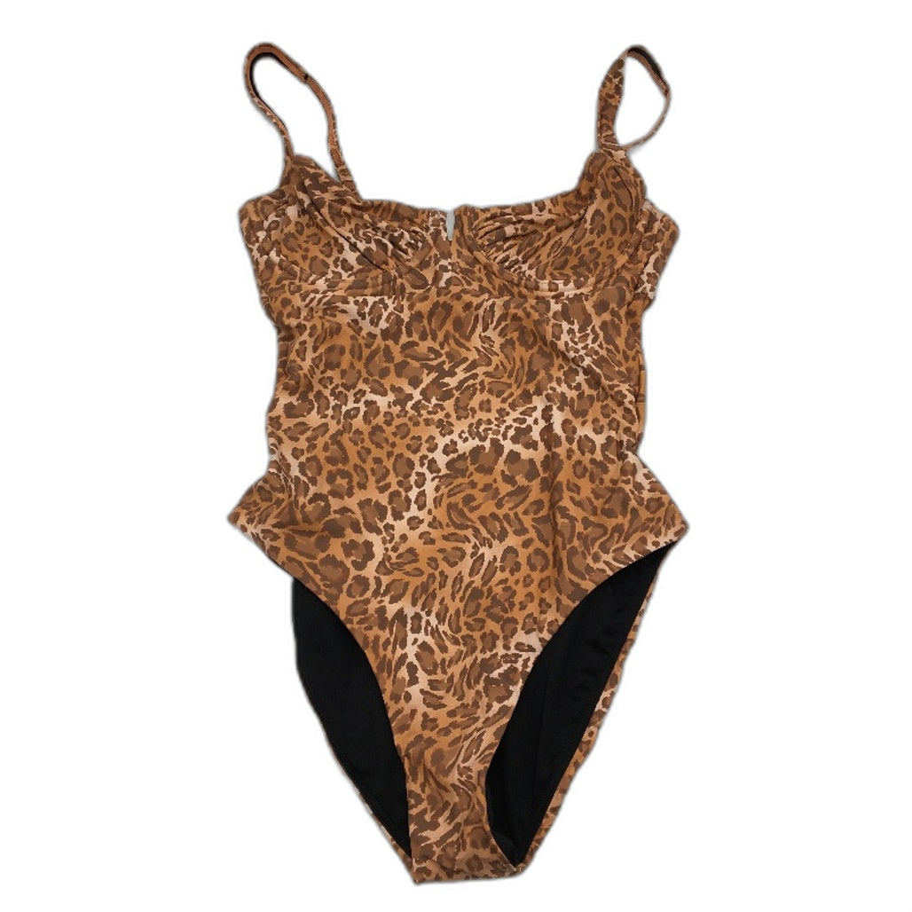 Myer Orange Leopard Print Underwire One Piece Open Back Swimsuit Ladies Size 10