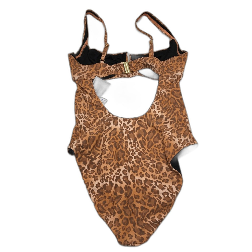 Myer Orange Leopard Print Underwire One Piece Open Back Swimsuit Ladies Size 10
