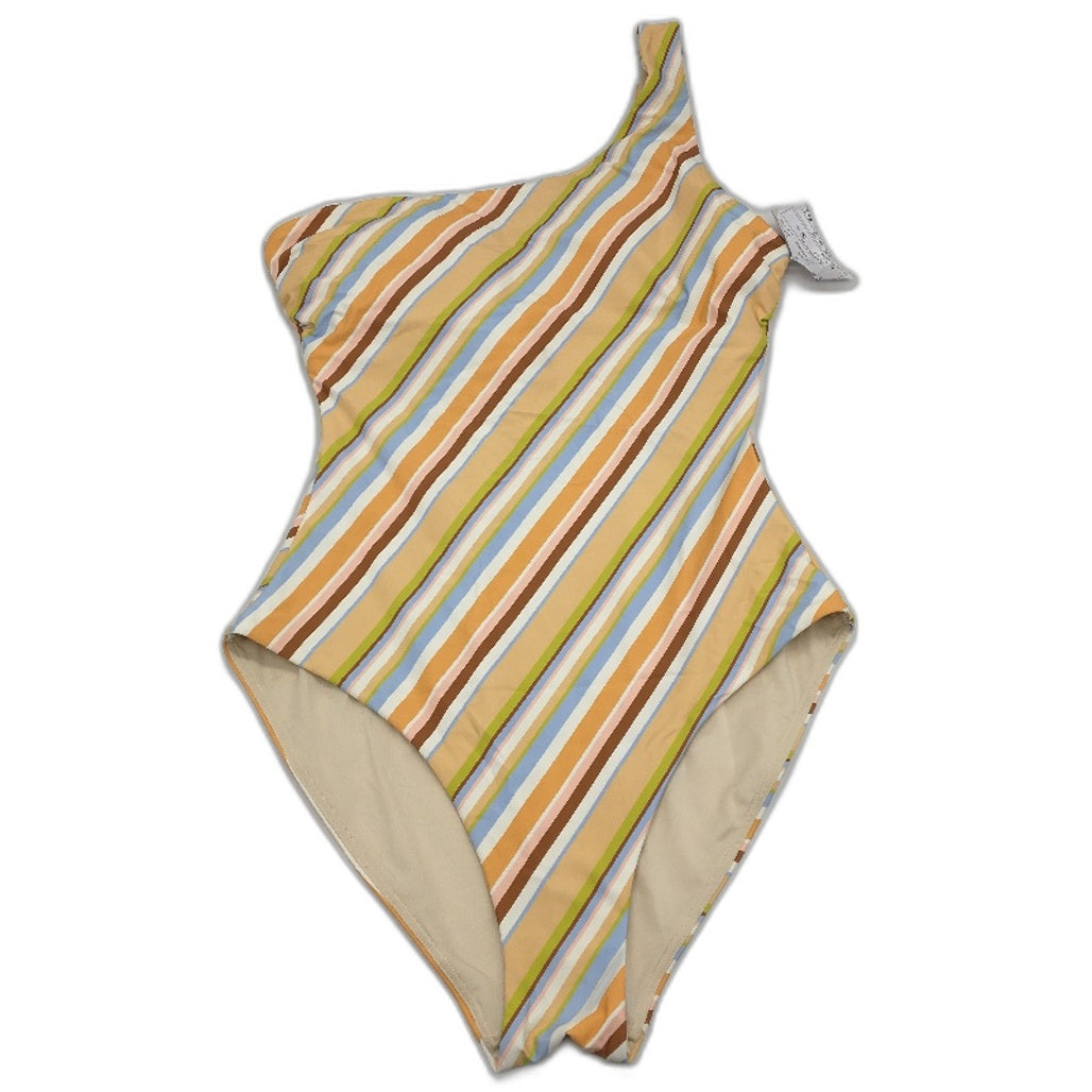 Myer Multicoloured Striped Padded One-Shoulder One Piece Swimsuit Ladies Size 10