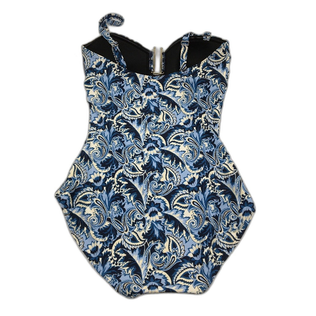 Myer Blue Floral Patterned Padded Swimsuit One-Piece Ladies Size 10