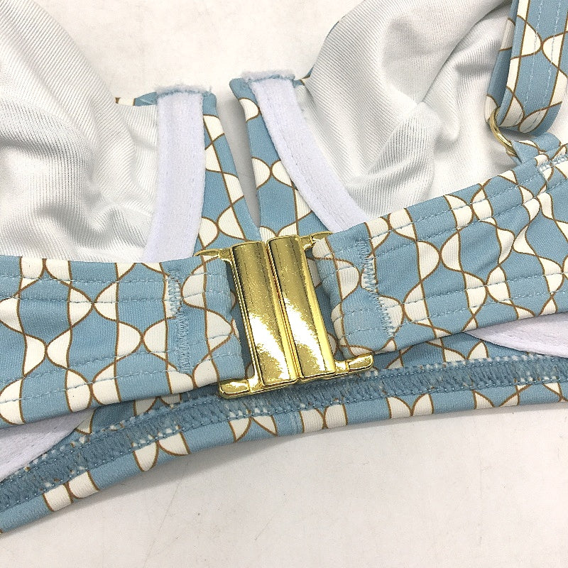 Myer Blue & White Patterned Underwire Bather Bikini Top Ladies Size 10