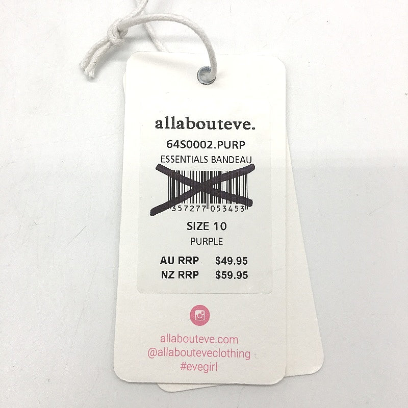 AllAboutEve Purple Detachable Straps Bandeau Bikini Top Ladies Size 10