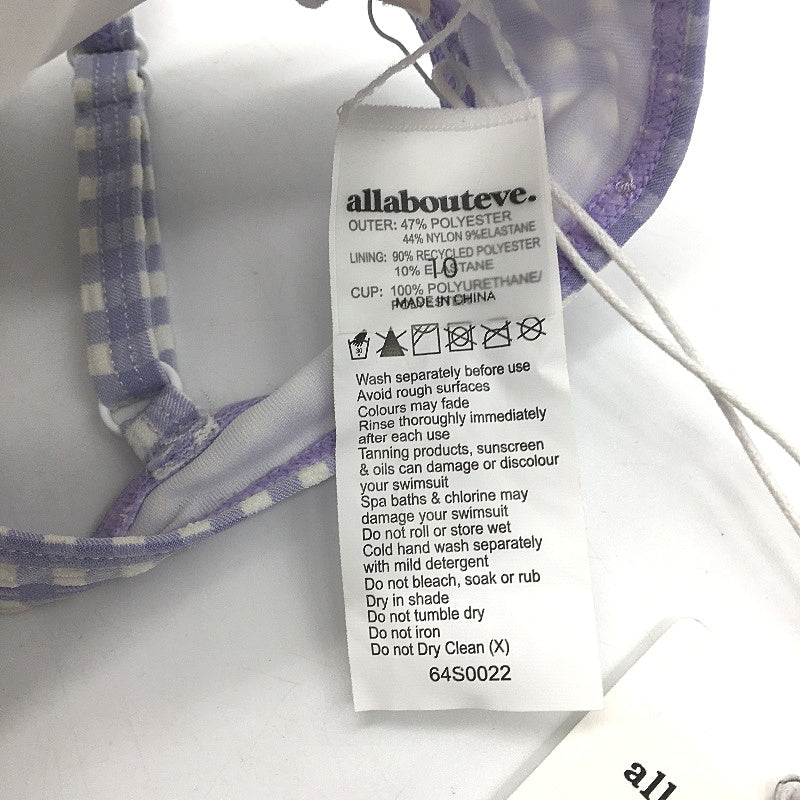 AllAboutEve Purple & White Checkered Underwire Bikini Top Ladies Size 10
