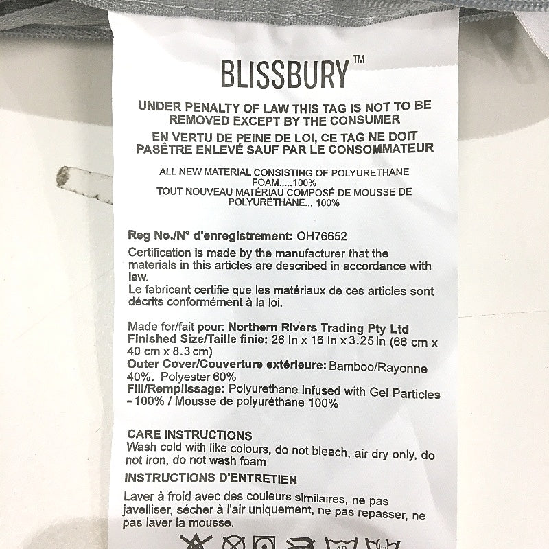 Blissbury Grey Memory Foam Standard Pillow With Carry Bag