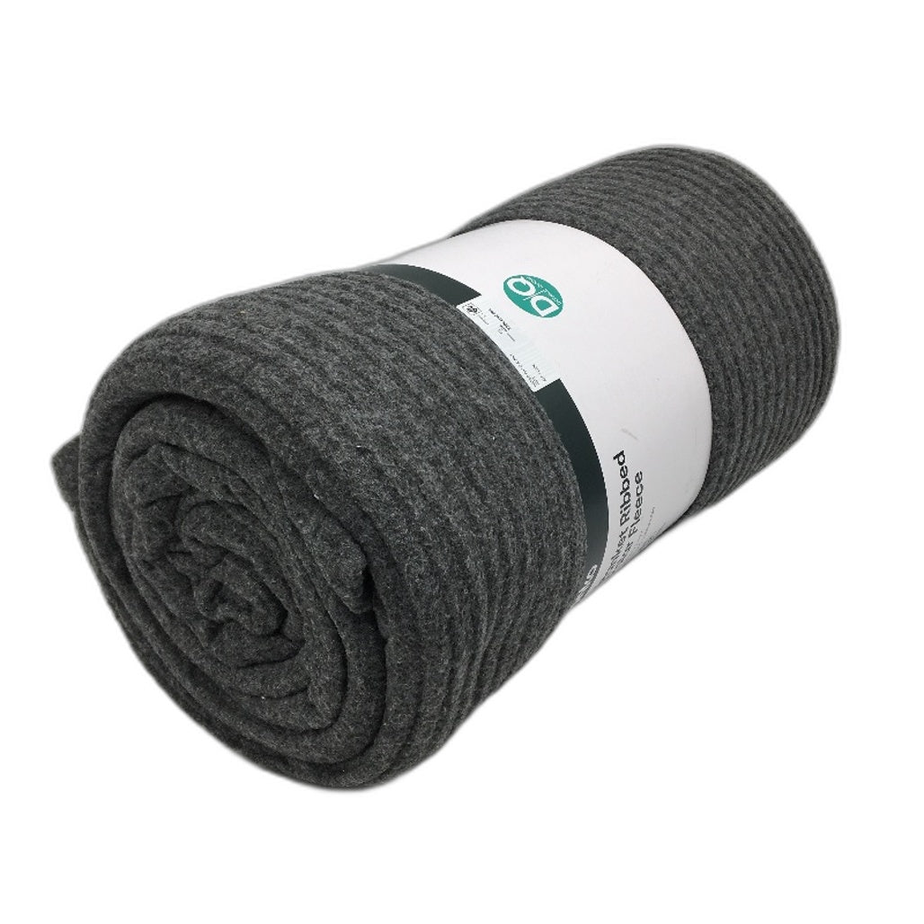 Ribbed Polar Fleece Dark Grey Soft Throw Blanket 2.20m x 2.40m