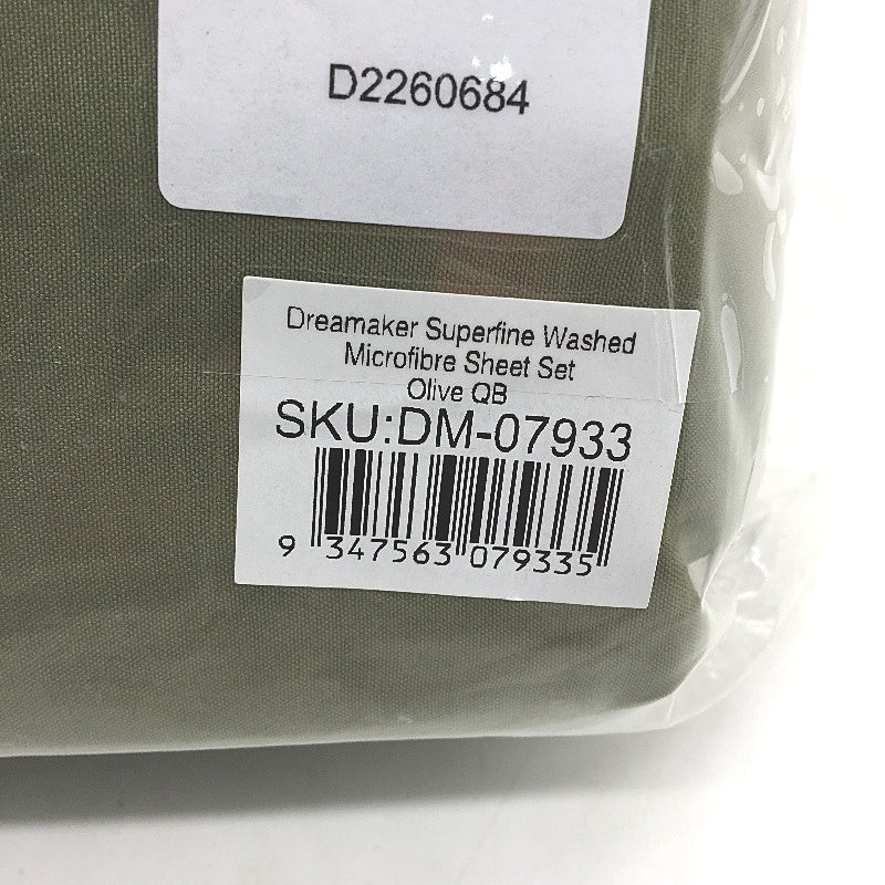 Dreamaker Olive Green Sheet Set Microfiber Flat & Fitted Sheets QUEEN