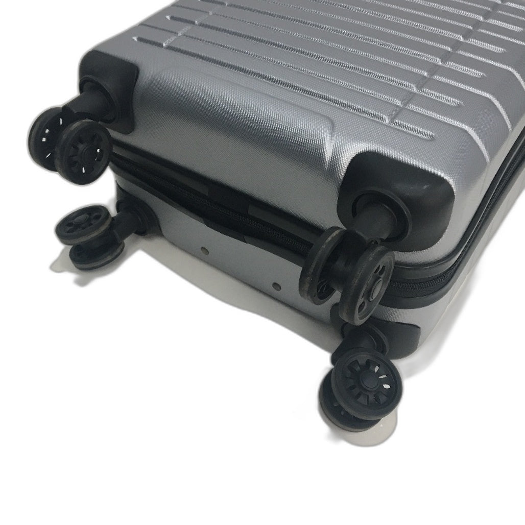 3 Pcs Silver Grey Hardshell Suitcase & Carry On Case Travel Luggage Set TSA Lock