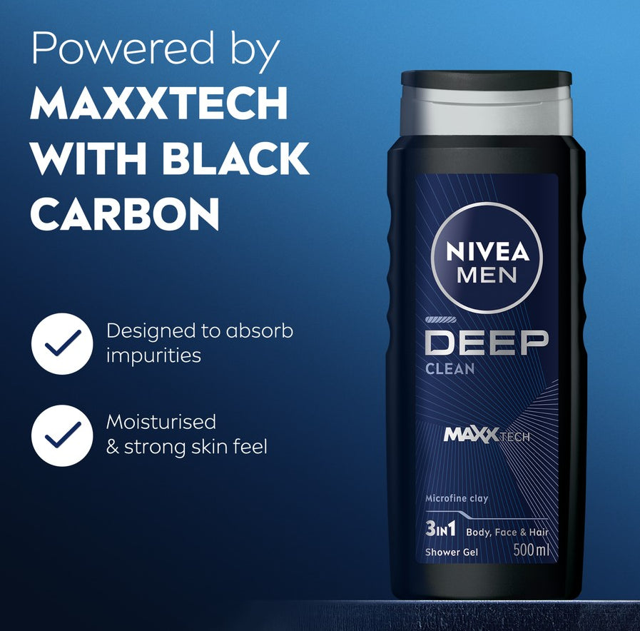 Nivea 2 Pcs Men 'Be Game Ready' Aerosol Deodorant & Shower Gel Deep Duo Kit