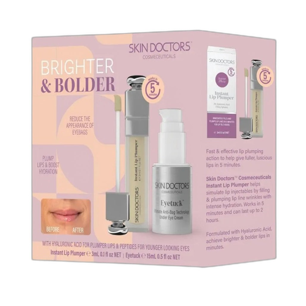 Skin Doctors 2 Pack Brighter & Bolder Gift Set Lip Plumper & Eye Tuck Cosmetics