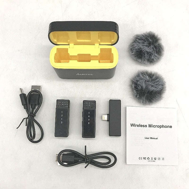 Aurtec Wireless Lavalier Lapel Microphone Lightning Port Connection Recording
