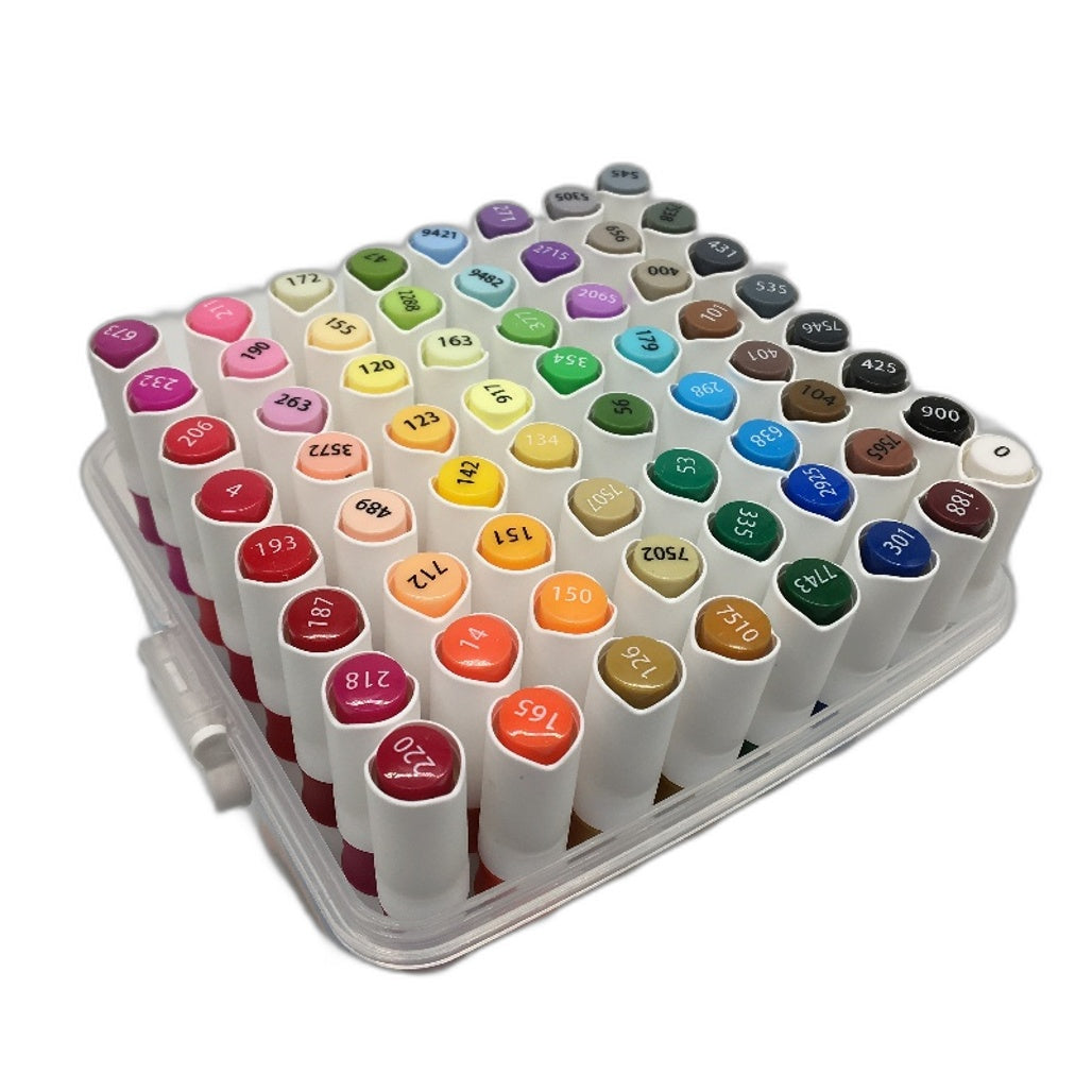 Ohuhu Dual Tip Markers 64 Colours Water Based Brush & Chisel Colouring Pens NEW