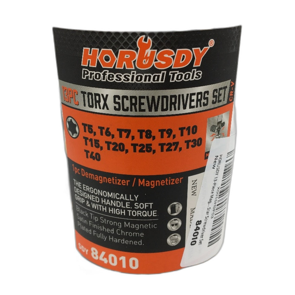 HORUSDY 13PCS Magnetic Torx Screwdriver Set T5-T40 With Demagnetizer Tool NEW