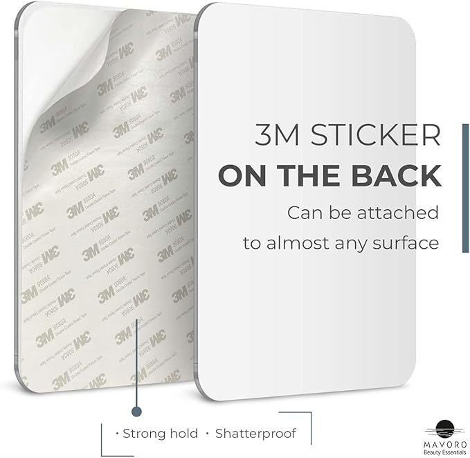 Mavoro Acrylic Shower Mirror 17.5x22.5CM 3M Adhesive Unbreakable Kids Safe NEW