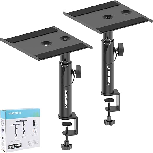 Vondynote Set Of 2 Metal Studio Monitor Stands Desktop Clamp Speaker Holder NEW