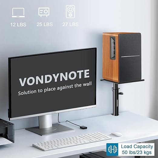 Vondynote Set Of 2 Metal Studio Monitor Stands Desktop Clamp Speaker Holder NEW
