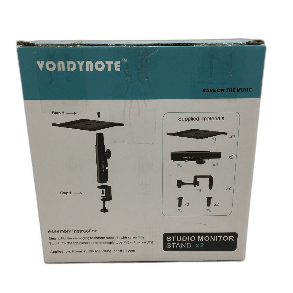 Vondynote Set Of 2 Metal Studio Monitor Stands Desktop Clamp Speaker Holder NEW