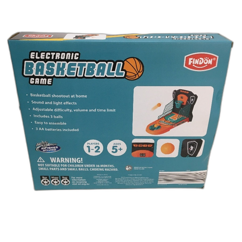Findon Electronic Tabletop Basketball Game Light Sound 1-2 Players Age 5+ NEW