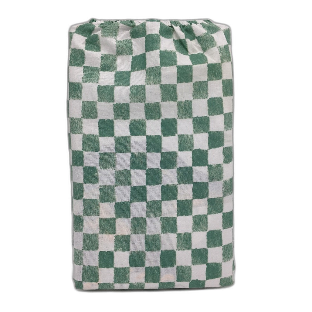 Dinosaur Cotton Rich Green Check Reversible Quilt Cover Set SINGLE Bed NEW