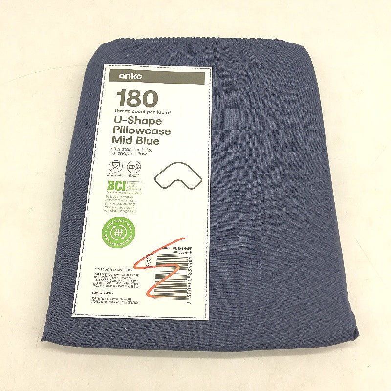 3 Piece 180 Thread Count U Shaped Pillow Cases White Navy Green Pack NEW
