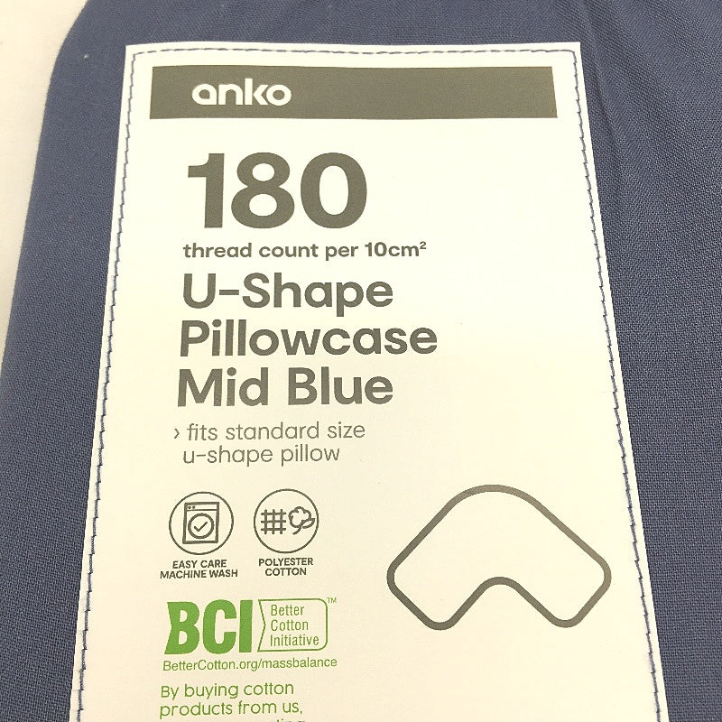 3 Piece 180 Thread Count U Shaped Pillow Cases White Navy Green Pack NEW