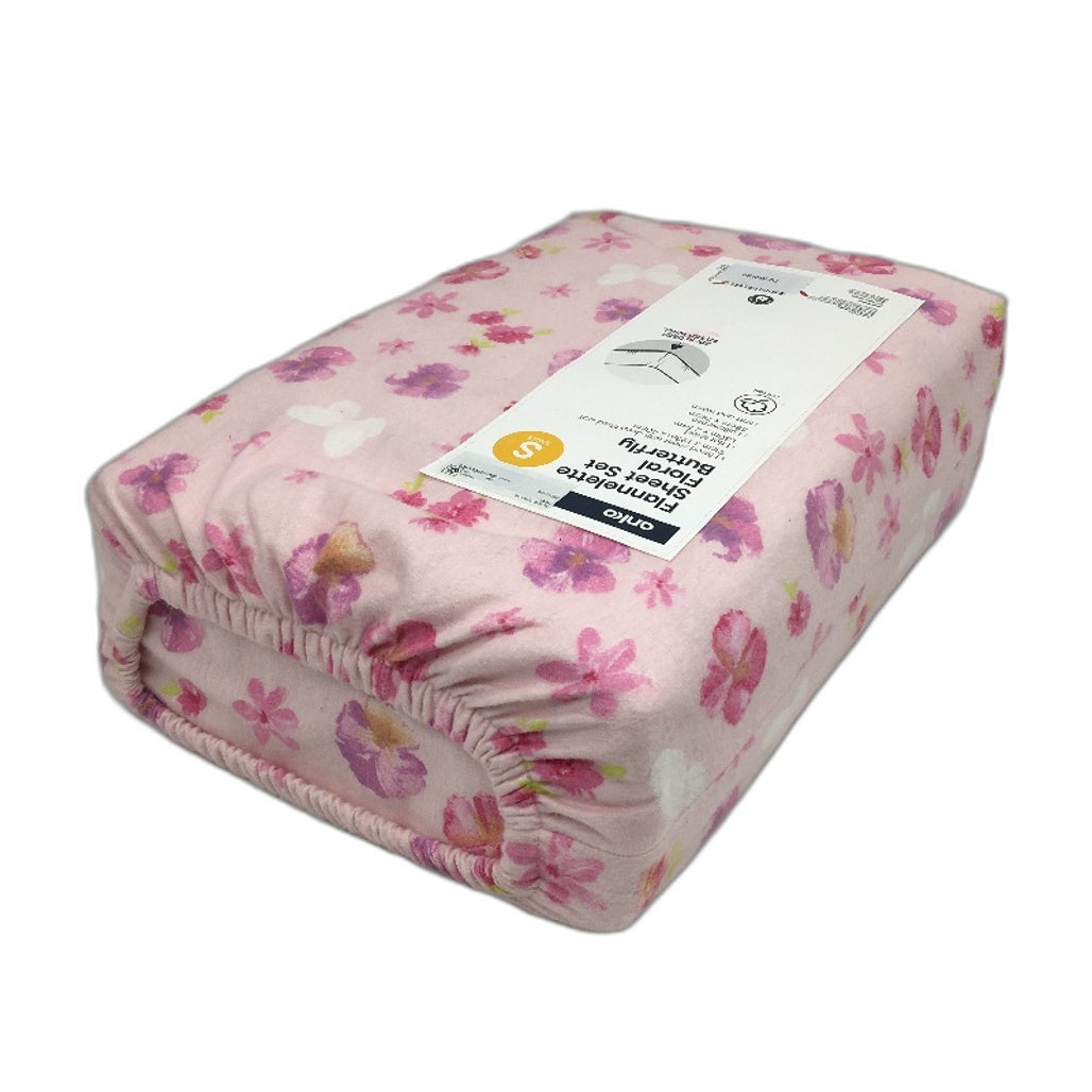 Soft Touch & Warm Flannelette Floral Butterfly Pink Sheet Set SINGLE Bed NEW