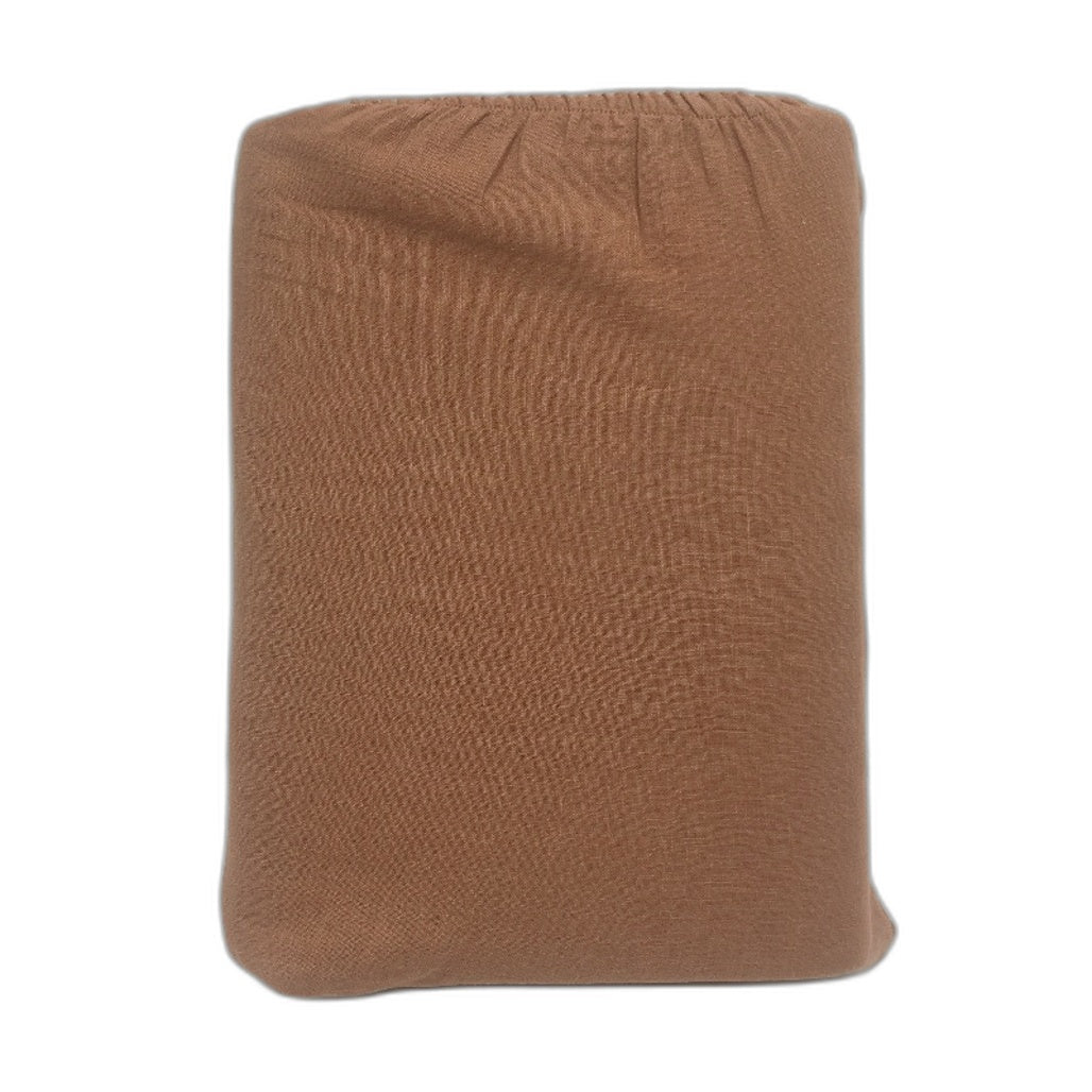 Cayden Linen Cotton Tan Rust Coconut Button Quilt Cover Set QUEEN NEW