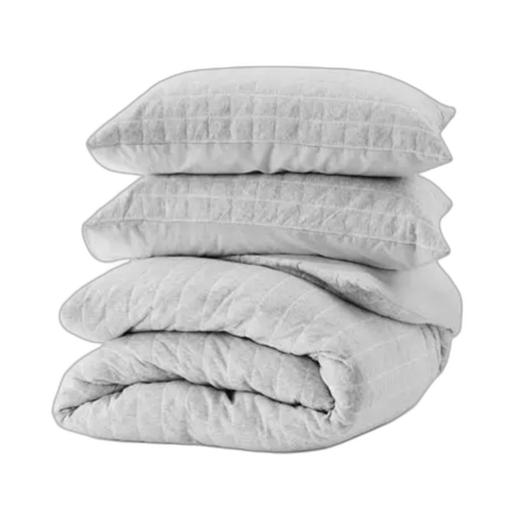 Soft Cozy Light Grey Jersey Poly Cotton Blend Quilt Cover Set QUEEN NEW