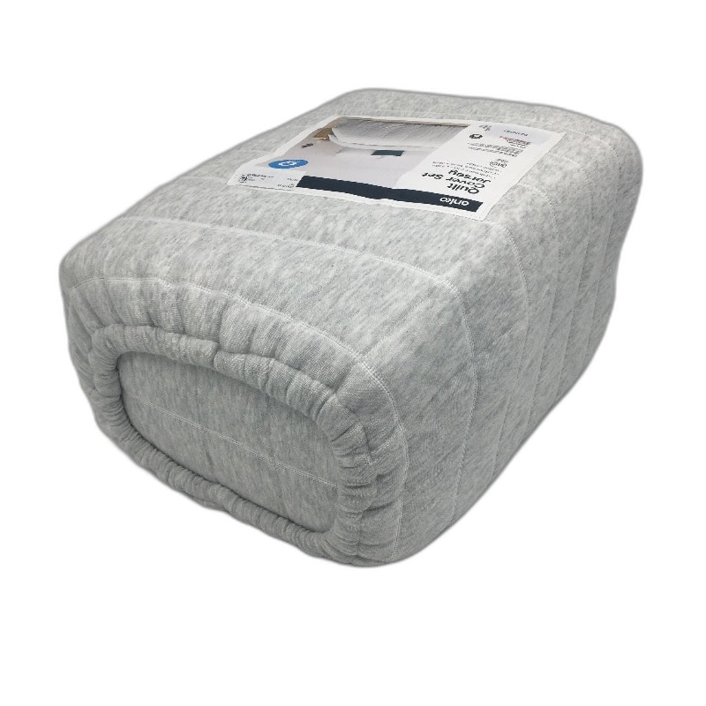 Soft Cozy Light Grey Jersey Poly Cotton Blend Quilt Cover Set QUEEN NEW