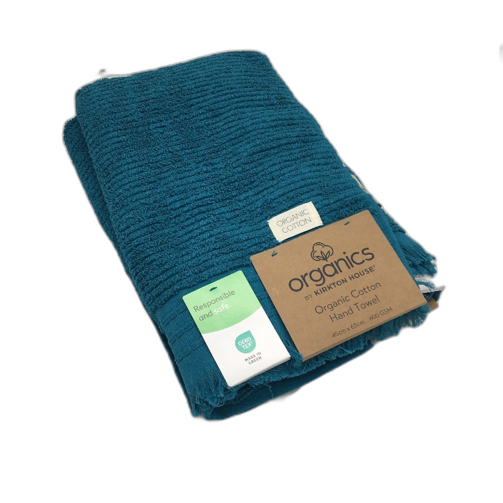 Kirkton House Teal 2 Piece Organic Cotton Bath & Hand Towel Matching Set NEW