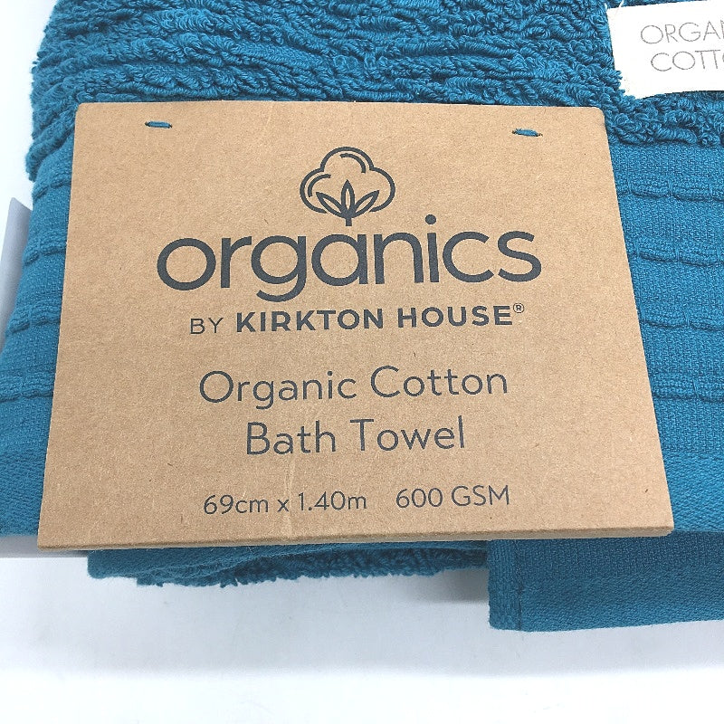Kirkton House Teal 2 Piece Organic Cotton Bath & Hand Towel Matching Set NEW