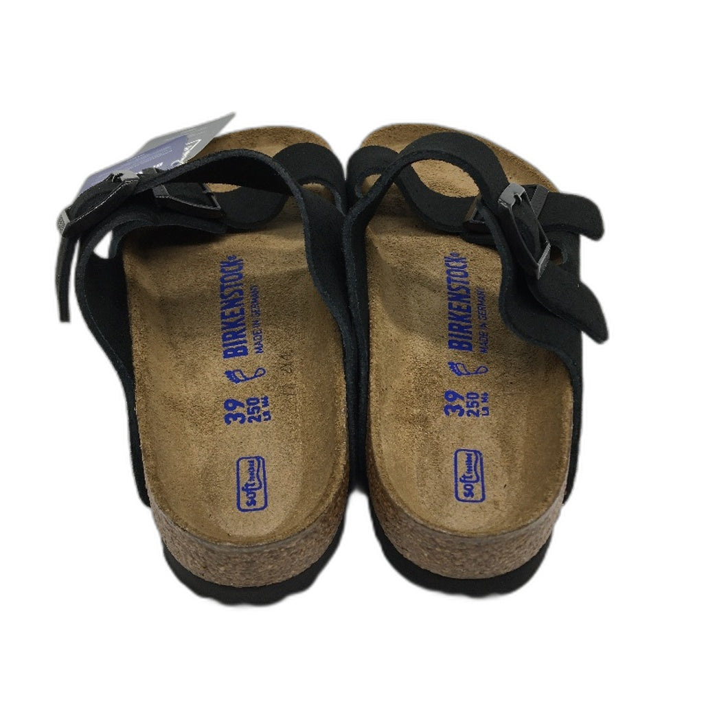 Birkenstock Arizona BS Black Suede Leather 2 Strap Slides Unisex 39 L8 M6 NEW