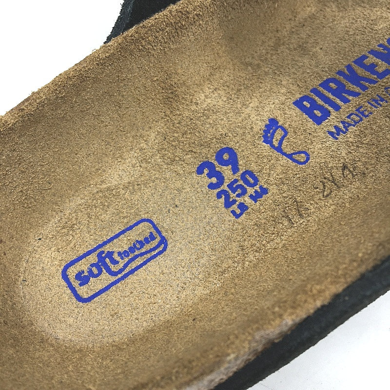 Birkenstock Arizona BS Black Suede Leather 2 Strap Slides Unisex 39 L8 M6 NEW