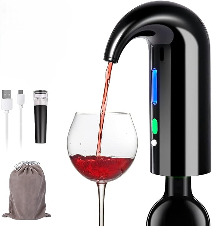 Multi-Smart Rechargeable Electric Wine Aerator and Dispender in Black NEW