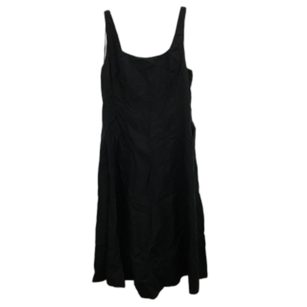 Portmans Bree Sleeveless Ruched Back Black Midi Dress Ladies Size AU 16 NEW